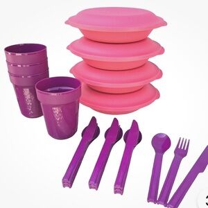 Tupperware Pink and Purple Serveware Set